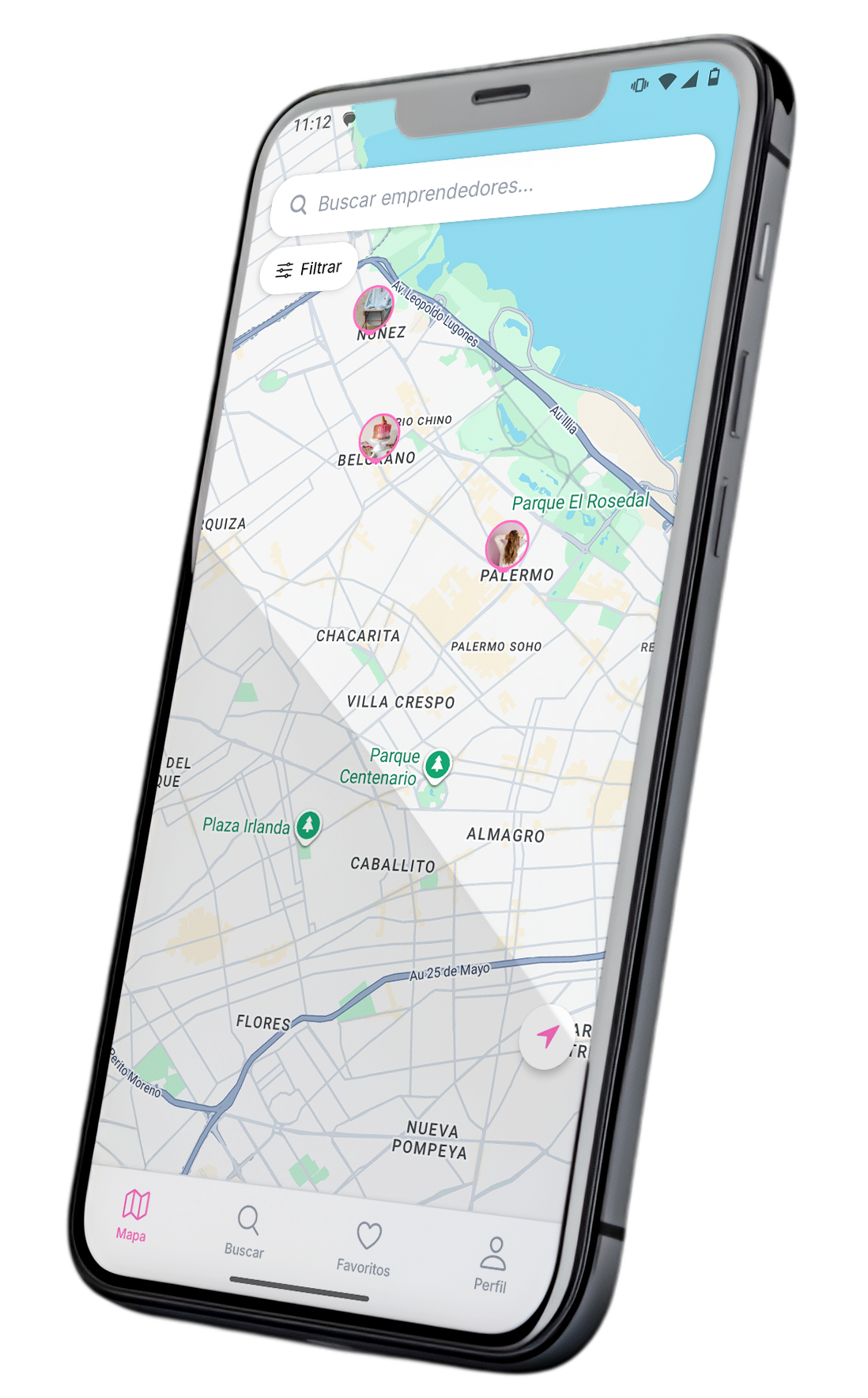 Vista de la app Emprende Ya en un celular